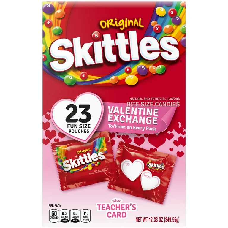 Skittles Original Fun Size Valentine's Day Exchange Chewy Candy - 23 Ct Box | Walmart (US)