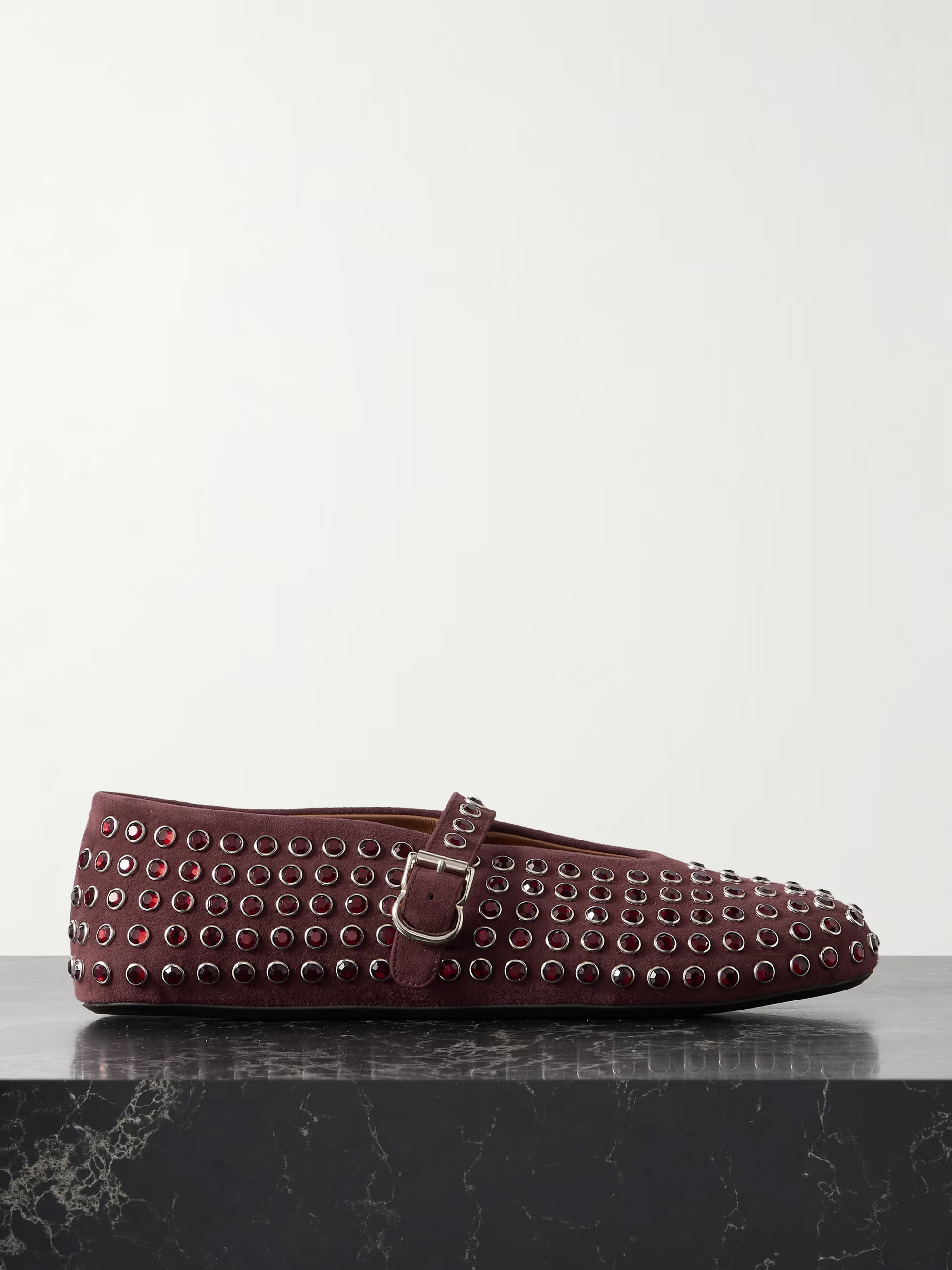 Crystal-embellished suede ballet flats | NET-A-PORTER (UK & EU)