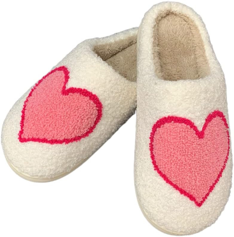 QQGB Women's Men's Cute Fuzzy Heart Slippers Memory Foam Fluffy Couple Slippers Cozy House Slippe... | Amazon (US)