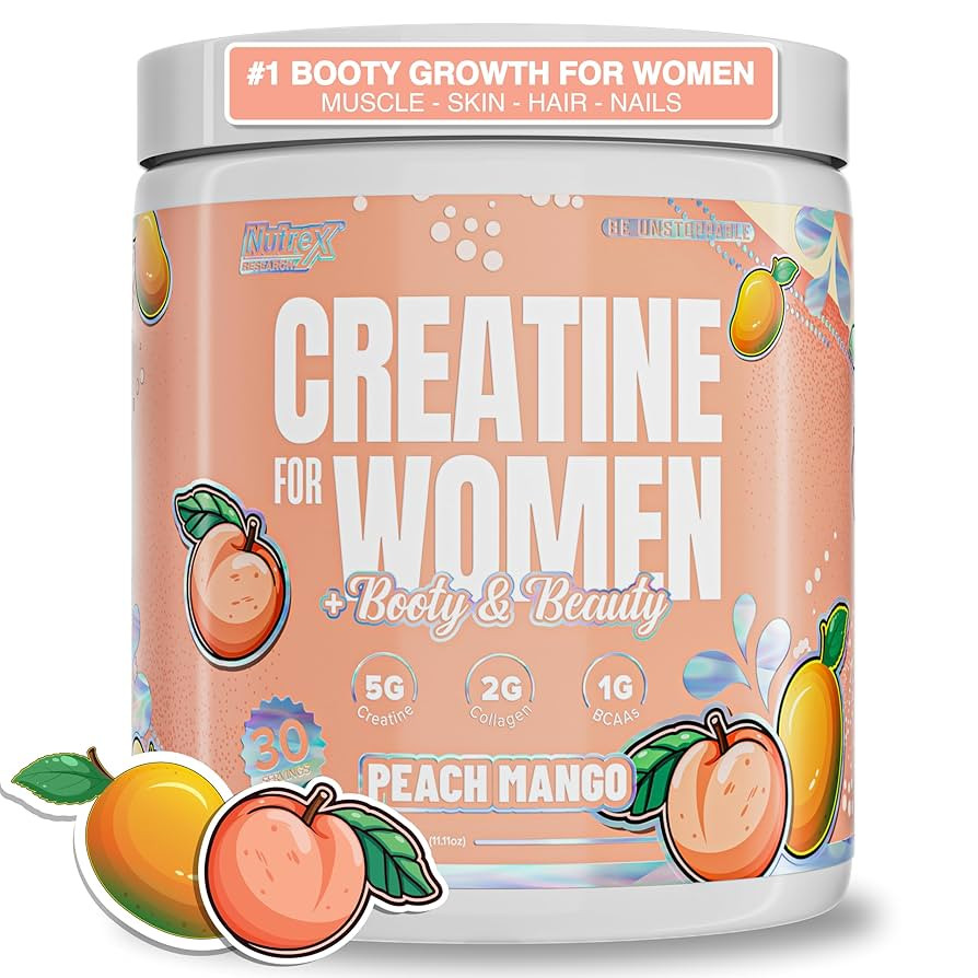 Nutrex Research Creatine for Women Booty & Beauty – Peach Manago | 5g Creatine, 2g Collagen, BC... | Amazon (US)