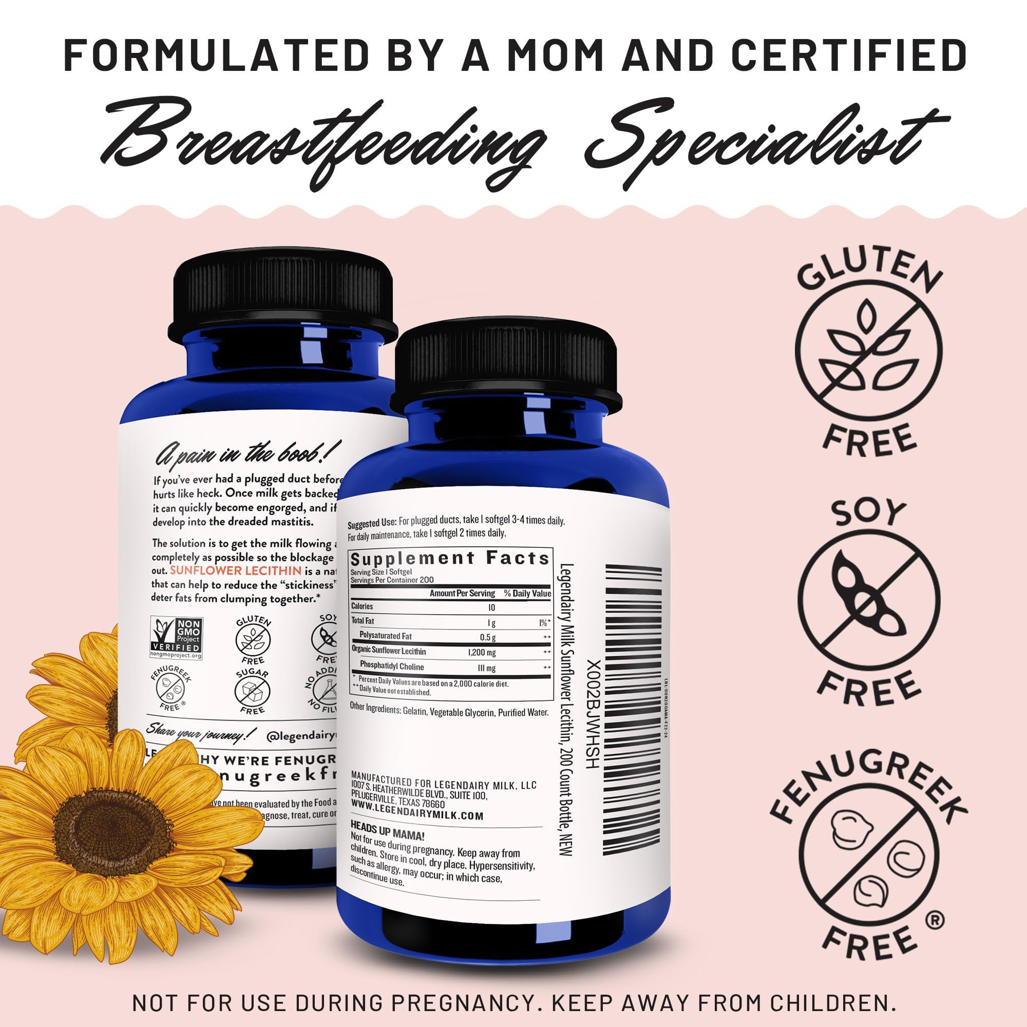 Legendairy Milk Sunflower Lecithin 1200mg, Lactation Support, Sunflower Lecithin Supplement for C... | Amazon (US)
