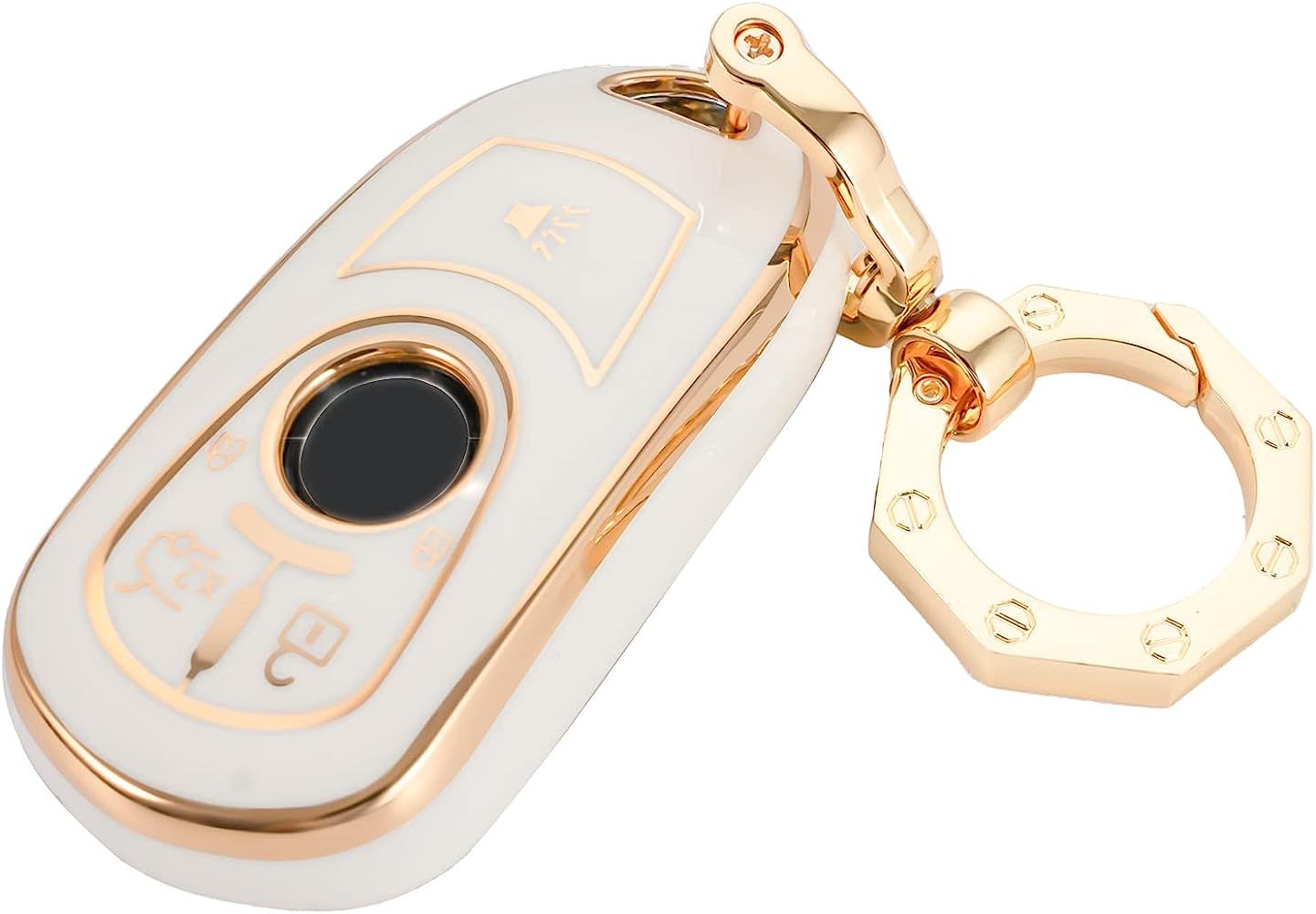 for Buick Key Fob Cover Case Shell with Gold Keychain fit Buick Enclave Lacrosse Verano Encore Re... | Amazon (US)