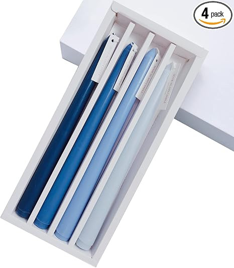Blue Taper Candles 10'' Colored Candle Sticks Set of 4 | Mild Sea Salt Vanilla Scented, Natural S... | Amazon (US)