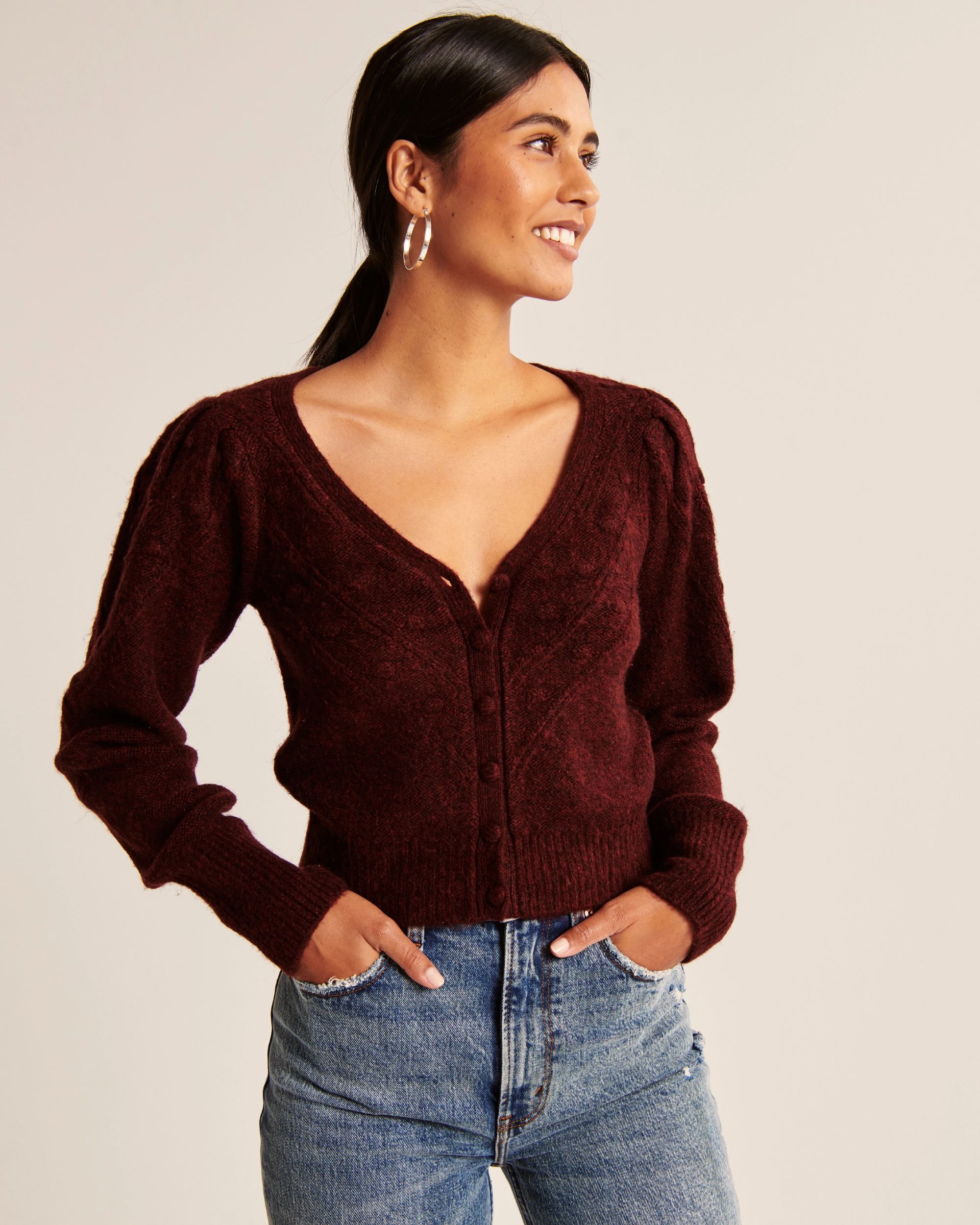 Cropped Bobble Cardigan | Abercrombie & Fitch (US)