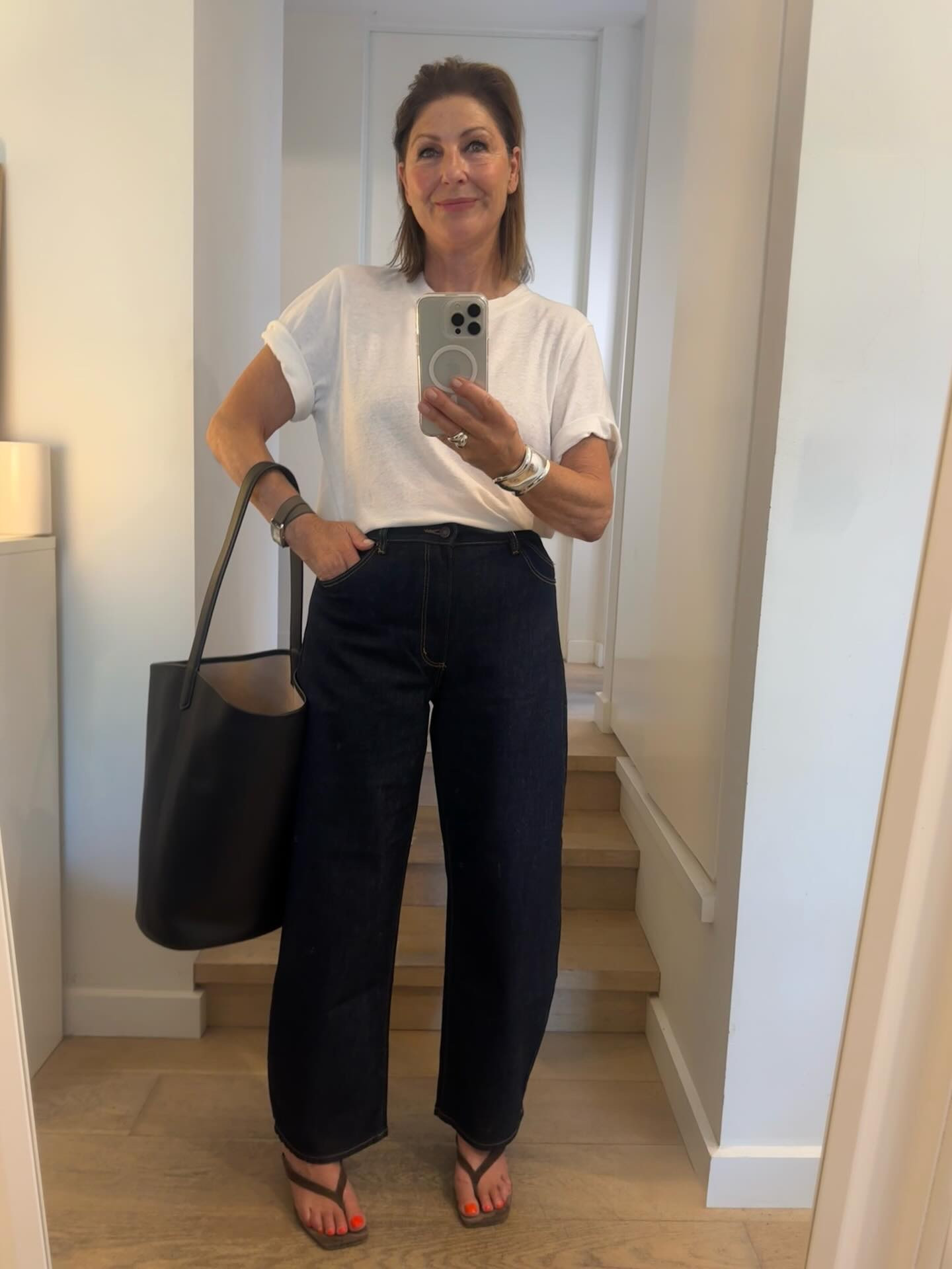 Jeans & a tee.
Always chic, Nothing simpler !
The trick ?
Update ! Update ! Update !
Jeans right now , so cool in a barrel shape, in dark denim .
A T-shirt that’s slouchy, an interesting texture.

Best thing is when you update to new modern shapes everything looks great , no jooshing needed. You just put them on, instant chic , out the door. Done ! 

#LTKstyletip #LTKover50style #LTKaustralia