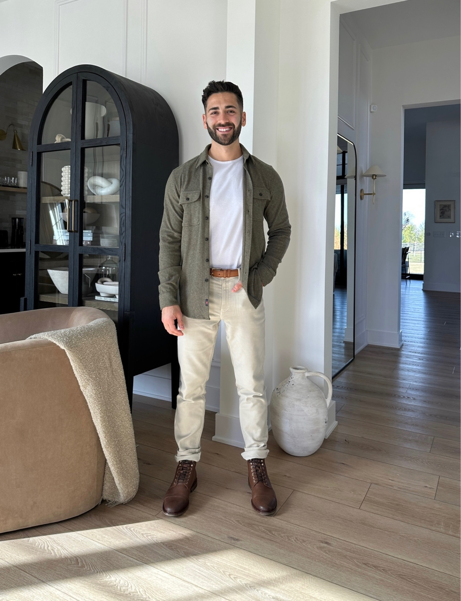 Size medium in tee & button down, 30x30 in pants, shoes run tts! #outfitsfordudes