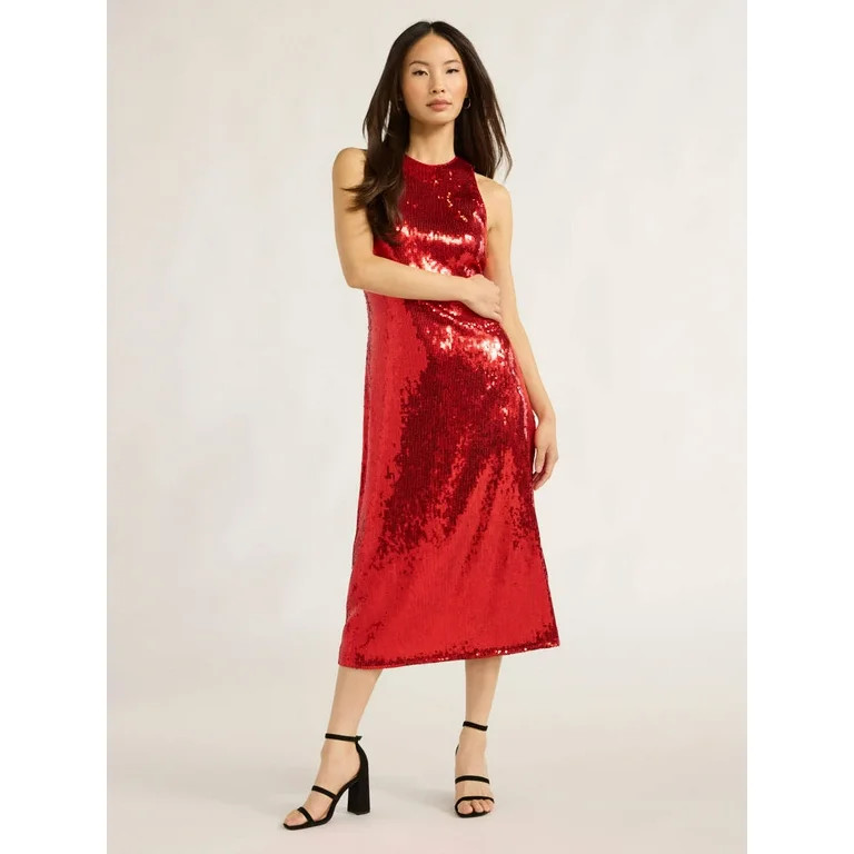 Scoop Women’s & Women's Plus Sequin Midi Dress, Sizes XS-4X | Walmart (US)