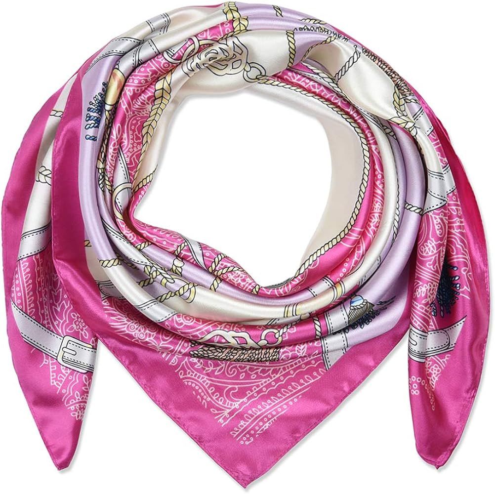 corciova 35 x 35 Women Square Silk Like Hair Scarf Head Sleeping Wrap Satin Headscarf | Amazon (US)