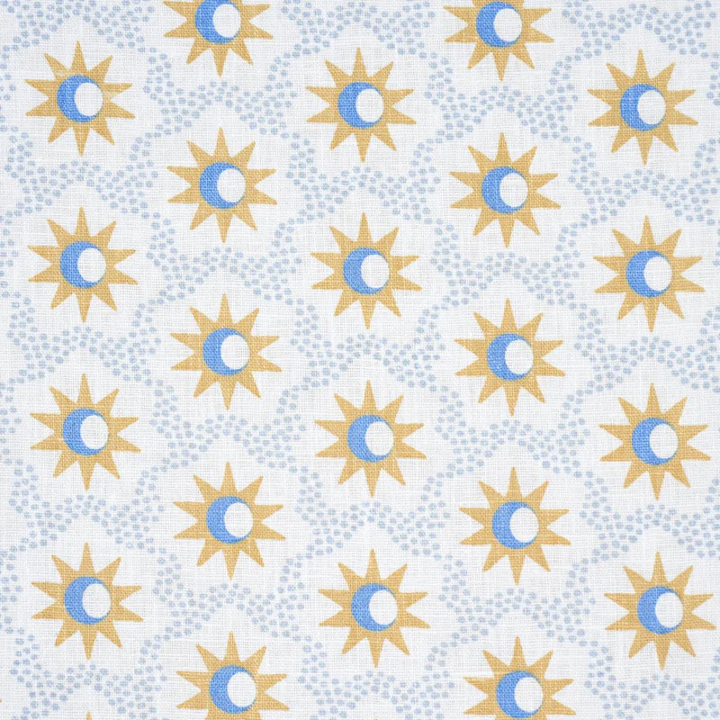 Schumacher Lucie Yellow & Sky Fabric | DecoratorsBest