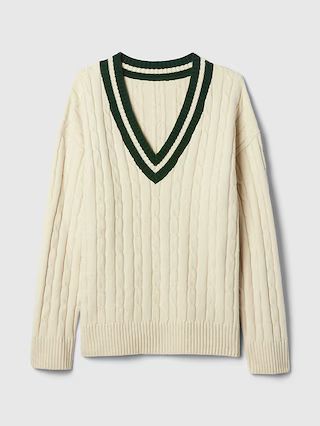 CashSoft Varsity Cable-Knit Sweater | Gap (CA)