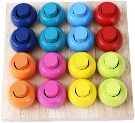 Babe Rock Wooden Color Sorting Stacking Rings Board Educational Learning Counting Toys Puzzle Gam... | Amazon (US)