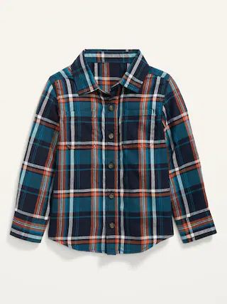 Long-Sleeve Plaid Pocket Shirt for Toddler Boys | Old Navy (US)