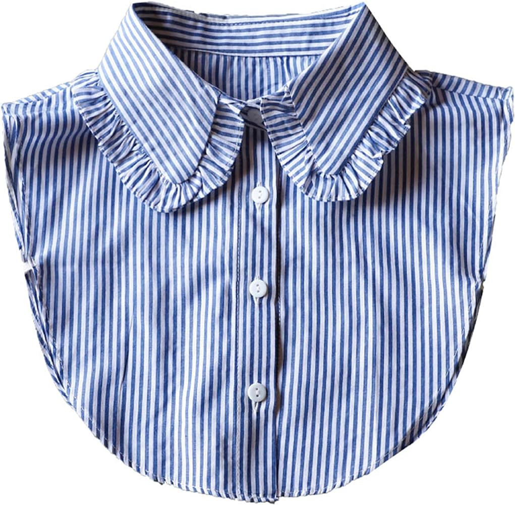 GUZOSJO Blue Striped Detachable Collar Shirt,Dickey Half Blouse False Collar for Lady Girls Men | Amazon (US)