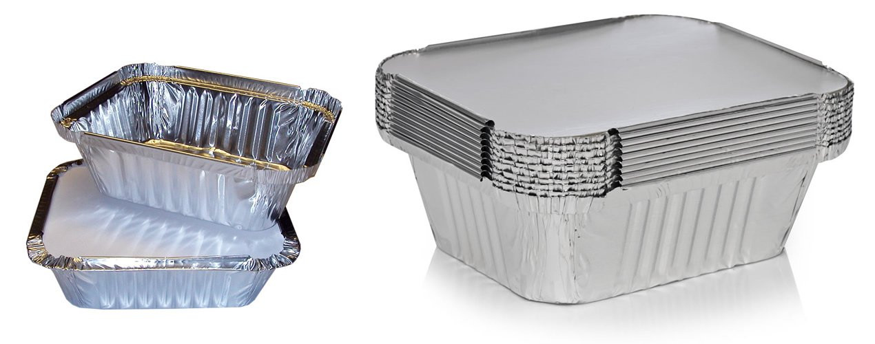 50 x Silver Foil Food Trays/Dishes/Containers & Lids - 120 x 145 x 49 mm (No.2) | Amazon (UK)