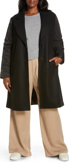 Halogen® Quilted Sleeve Mixed Media Coat | Nordstrom | Nordstrom