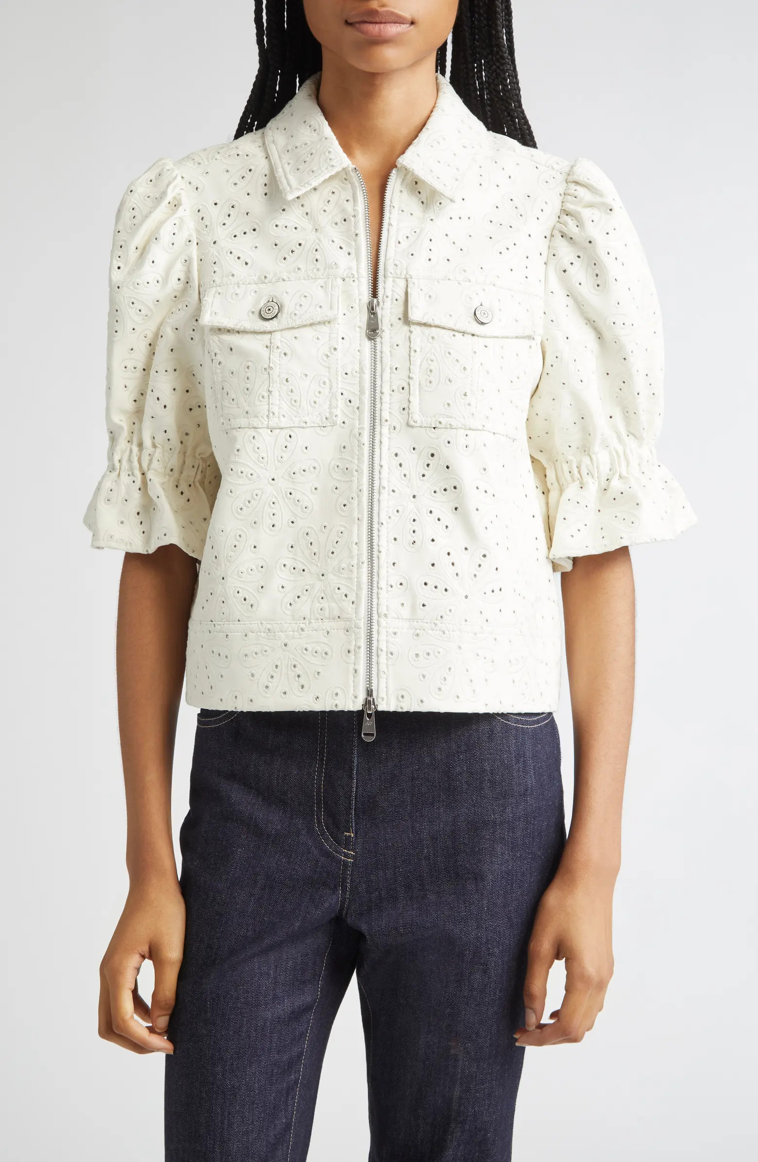 Holly Embroidered Faux Leather Jacket | Nordstrom