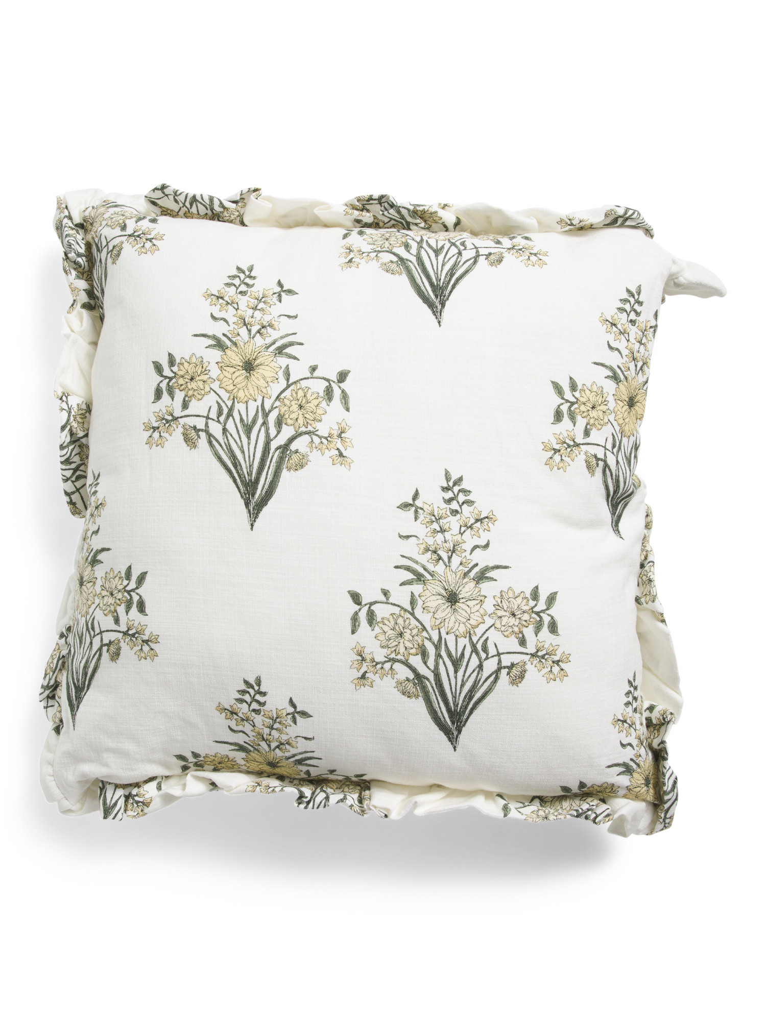 20x20 Dahlia Floating Flowers Ruffle Edge Pillow | Marshalls