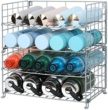 X-cosrack Water Bottle Organizer,4-Tier Wall-Mounted Water Bottle Holder, Stackable Water Bottle ... | Amazon (US)