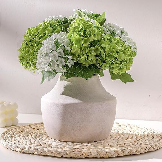 Mitt&Ditt Ceramic Flower Vase, 5.3 inch Off-White Farmhouse Rustic Vase, Handcrafted Weathered Po... | Amazon (US)