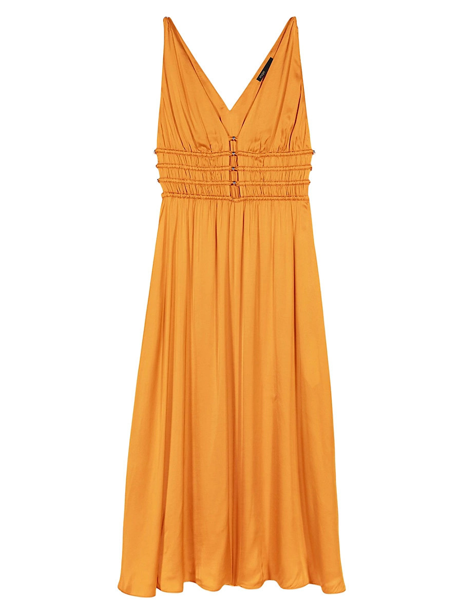 Women's Satin-Look Midi Dress - Orange - Size 4 | Saks Fifth Avenue