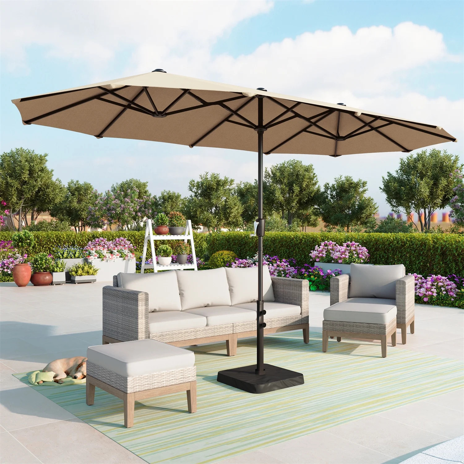 Summit Living 13 ft Large Patio Umbrella Double-Sided Rectangular Outdoor Market Table Umbrella f... | Walmart (US)