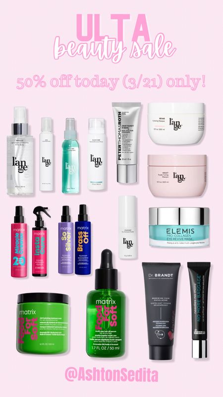 Ulta Beauty Sale!!! Today only 3/21!! Get some of the best Lange has to offer for up to 50% off!! Also love Elemis!! 

#LTKsalealert #LTKSeasonal #LTKbeauty