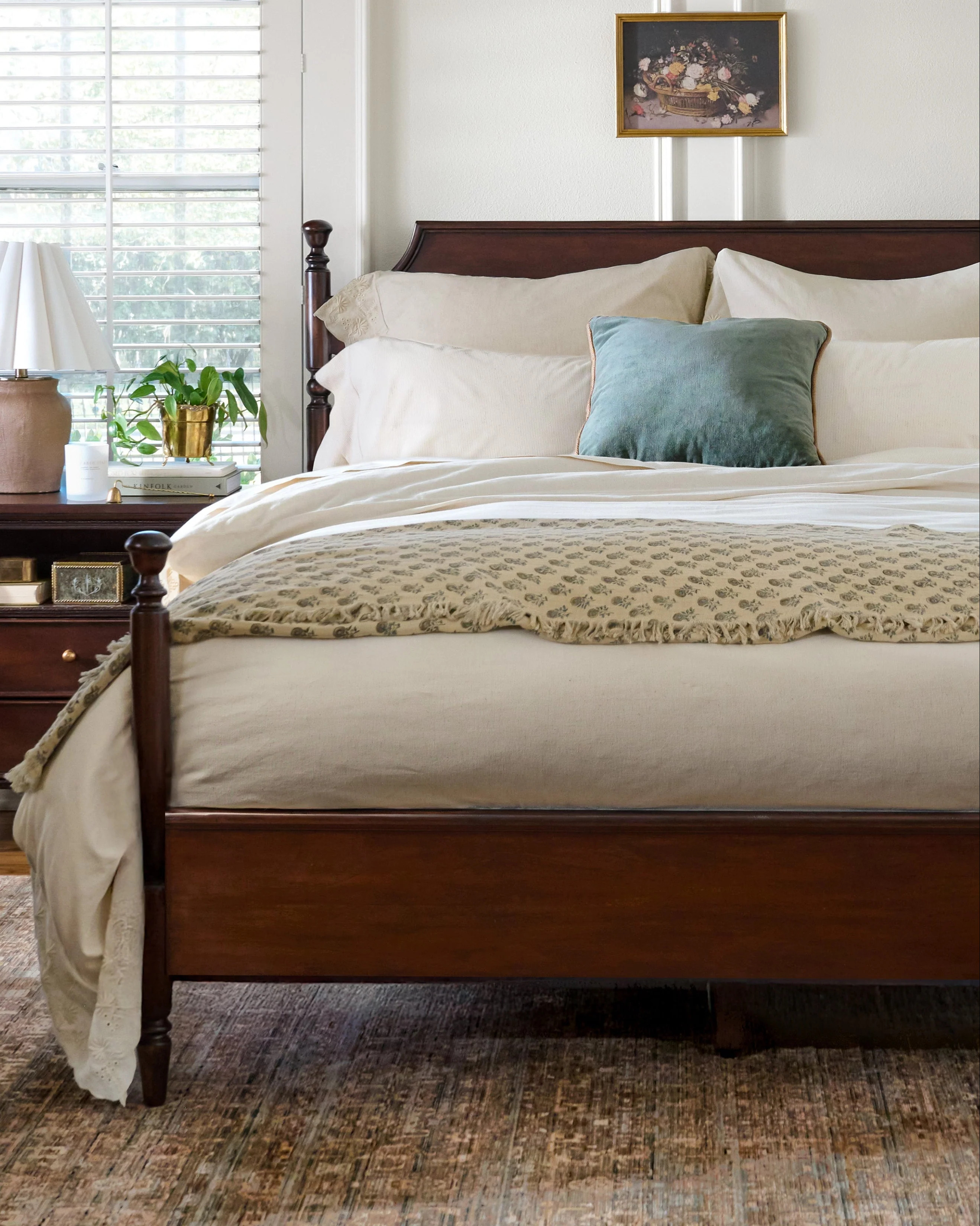 Miller Mahogany Four Poster Bed with Carved Wood Trim | Magnolia | Magnolia