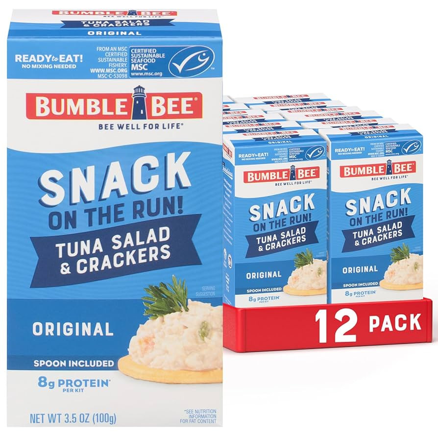 Bumble Bee Snack On The Run Original Tuna Salad with Crackers Kit (Pack of 12) - Ready to Eat Pro... | Amazon (US)