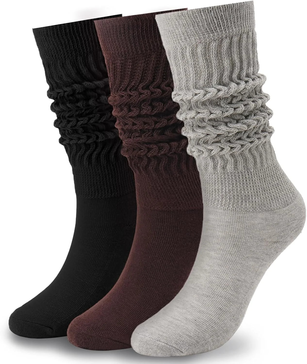 3 Pairs Slouch Socks for Women Size 9-11 Soft Extra Long Scrunch Knee High Boot Socks | Walmart (US)