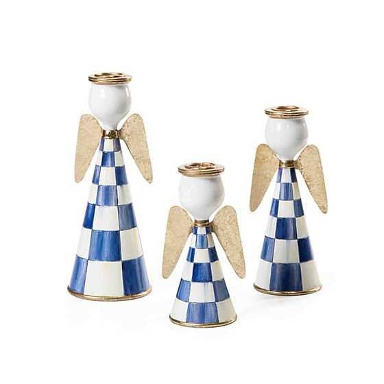 Royal Check Angel Candle Holders - Set of 3 | MacKenzie-Childs