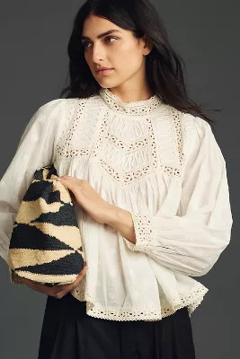 Forever That Girl Long-Sleeve High-Neck Babydoll Blouse | Anthropologie (US)