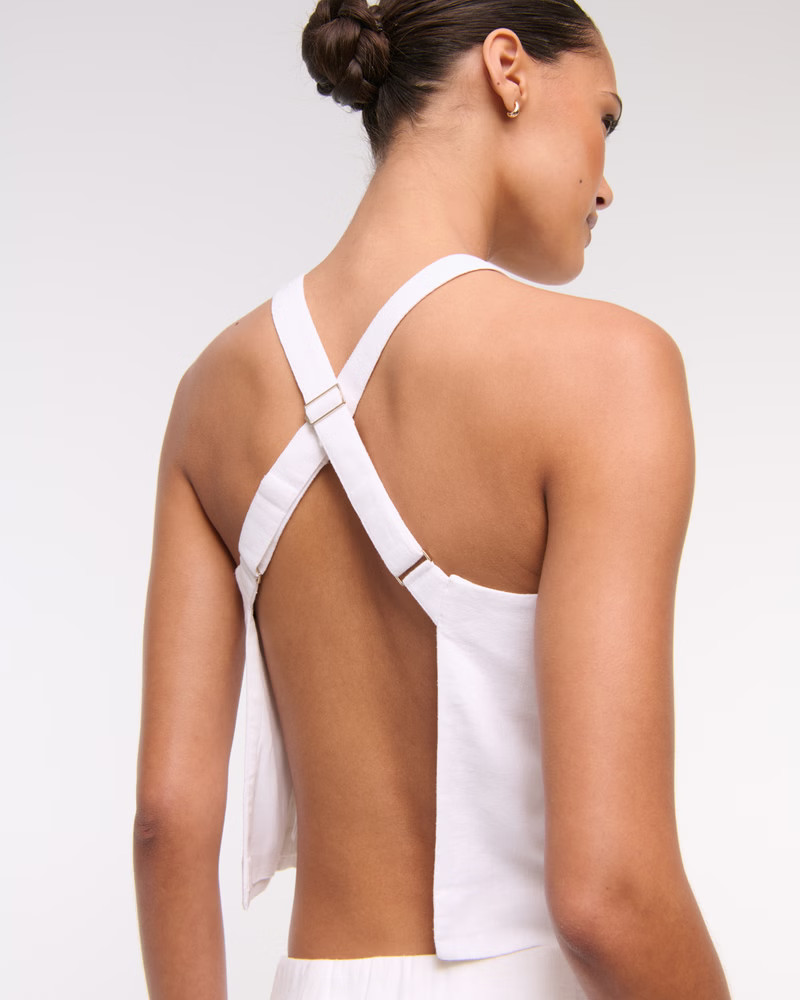 Women's Linen-Blend Open-Back Set Top | Women's Tops | Abercrombie.com | Abercrombie & Fitch (UK)