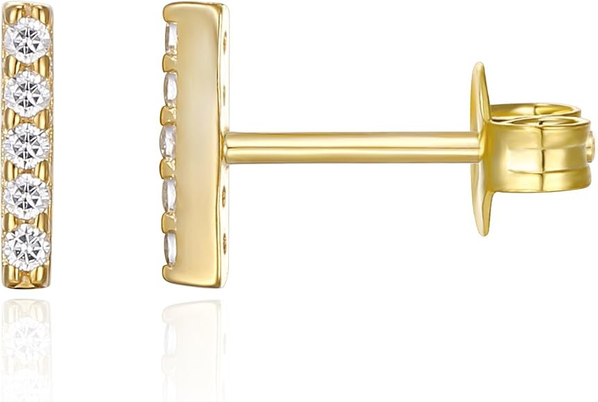 PAVOI 14K Gold Plated Sterling Silver Celestial Lightning Bolt, Moon and Star Earrings | Dainty E... | Amazon (US)