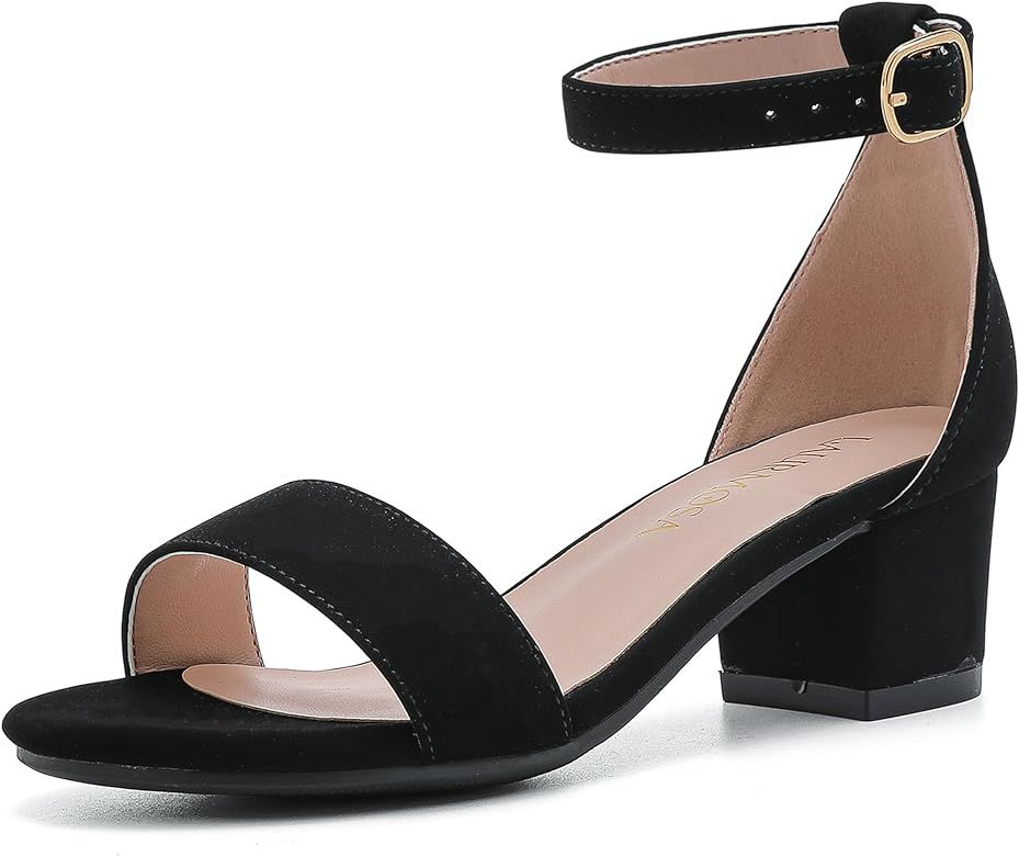 LAURMOSA Girls Heels Sandal Open Toe Ankle Strap Dress Shoes for Little Big Kids in Wedding Party... | Amazon (US)