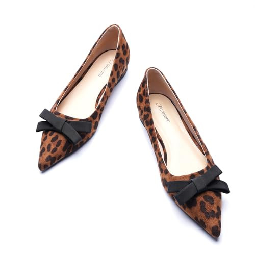 C.Paravano Women's Flats | Ballet Flats for Women | Pointed Toe Flats | Leopard Flats | Women's Pumps | Flat Shoes for Women | Slip on Shoes Ballet Flats (Size 6.5,A1 Leopard) | Amazon (US)