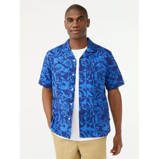 Free Assembly Men's Camp Shirt with Short Sleeves - Walmart.com | Walmart (US)