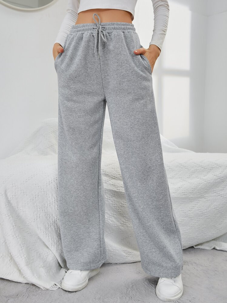 INAWLY Solid Drawstring Slant Pocket Sweatpants Graduation,Back To School Outfits,Graduation,Teacher Outfits For Women,Back To School Fall Cloth For Women | SHEIN