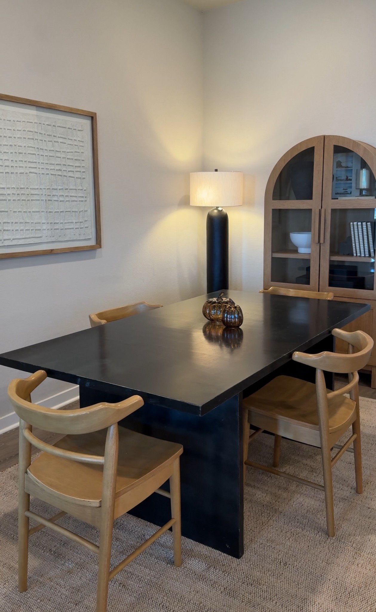 neutral home decor, arch cabinet