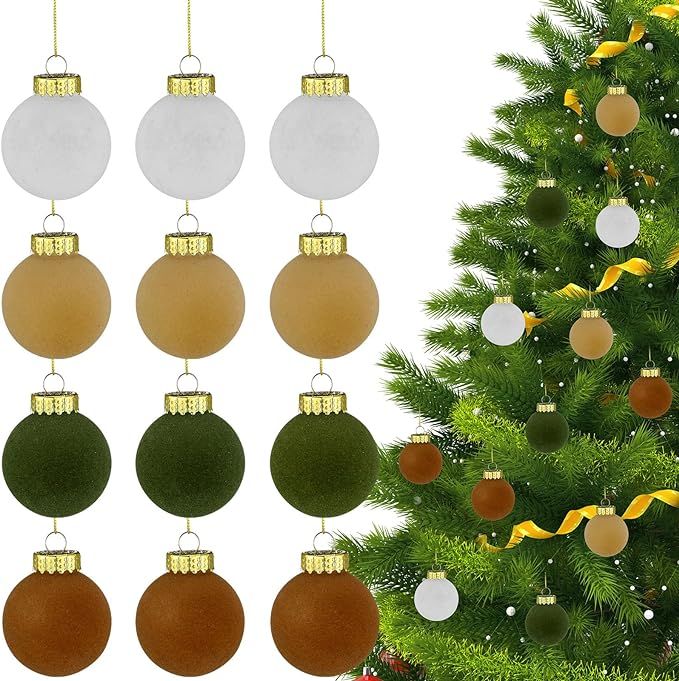 Sotiff 12 Pcs Christmas Tree Decorations 2.4 Inch Velvet Christmas Balls Christmas Ornaments Ball... | Amazon (US)