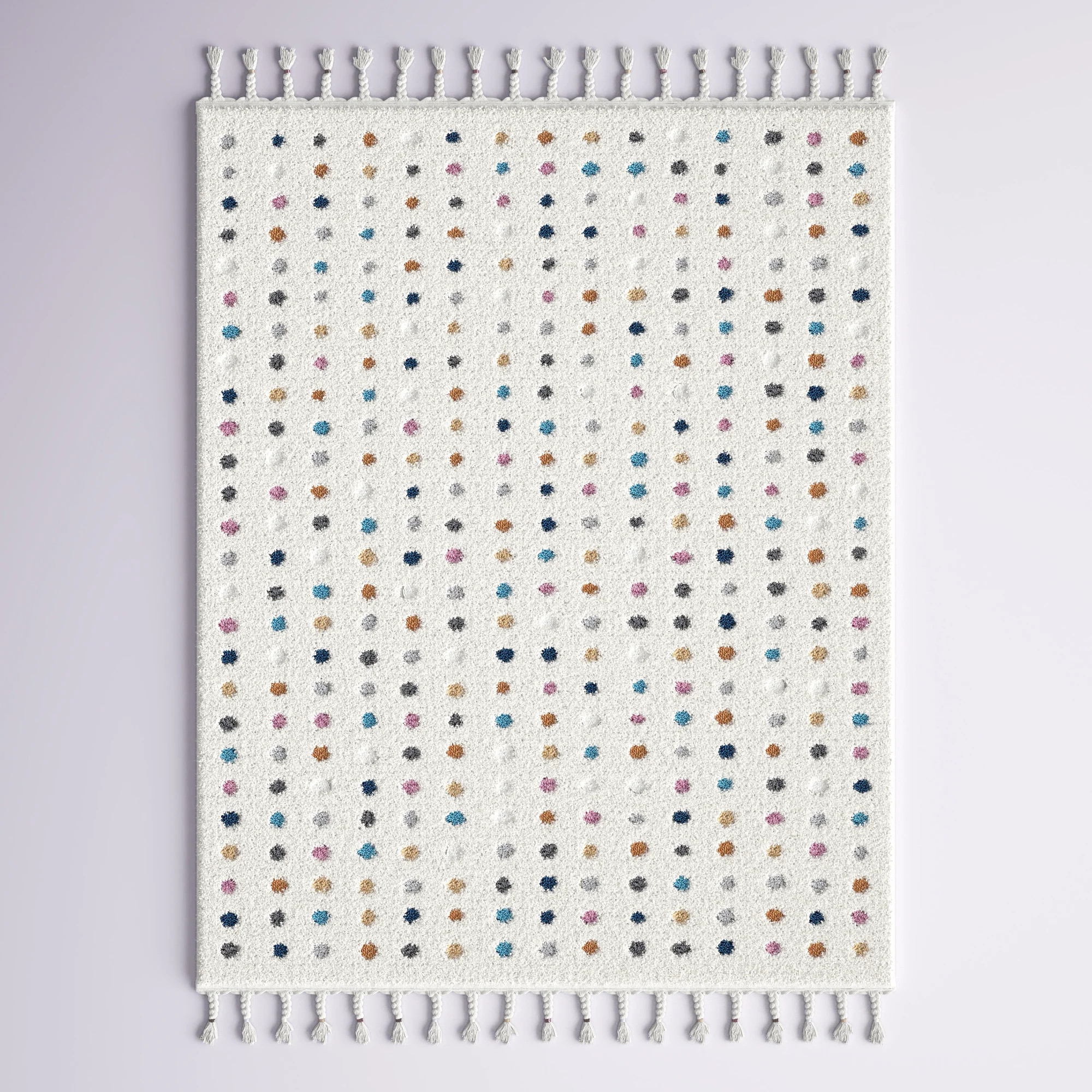 Weishaar Polka Dot Tasseled Shag Kids Nursery Ivory Rug | Wayfair North America