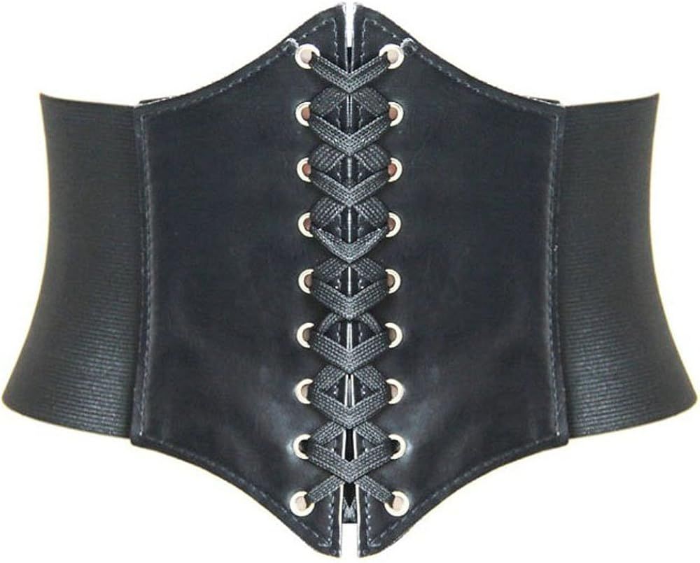 HANERDUN Lace up Fashion Corset Belts Elastic Retro Leather Belt Waist Belt Four Sizes | Amazon (US)