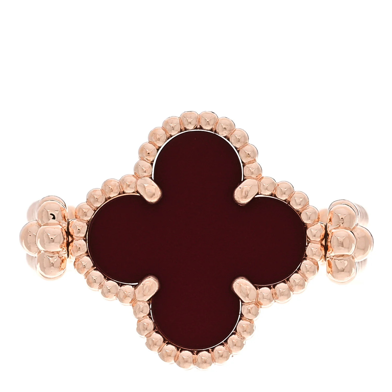 18K Rose Gold Diamond Carnelian Reversible Guilloche Vintage Alhambra Ring 51 5.75 | FASHIONPHILE (US)