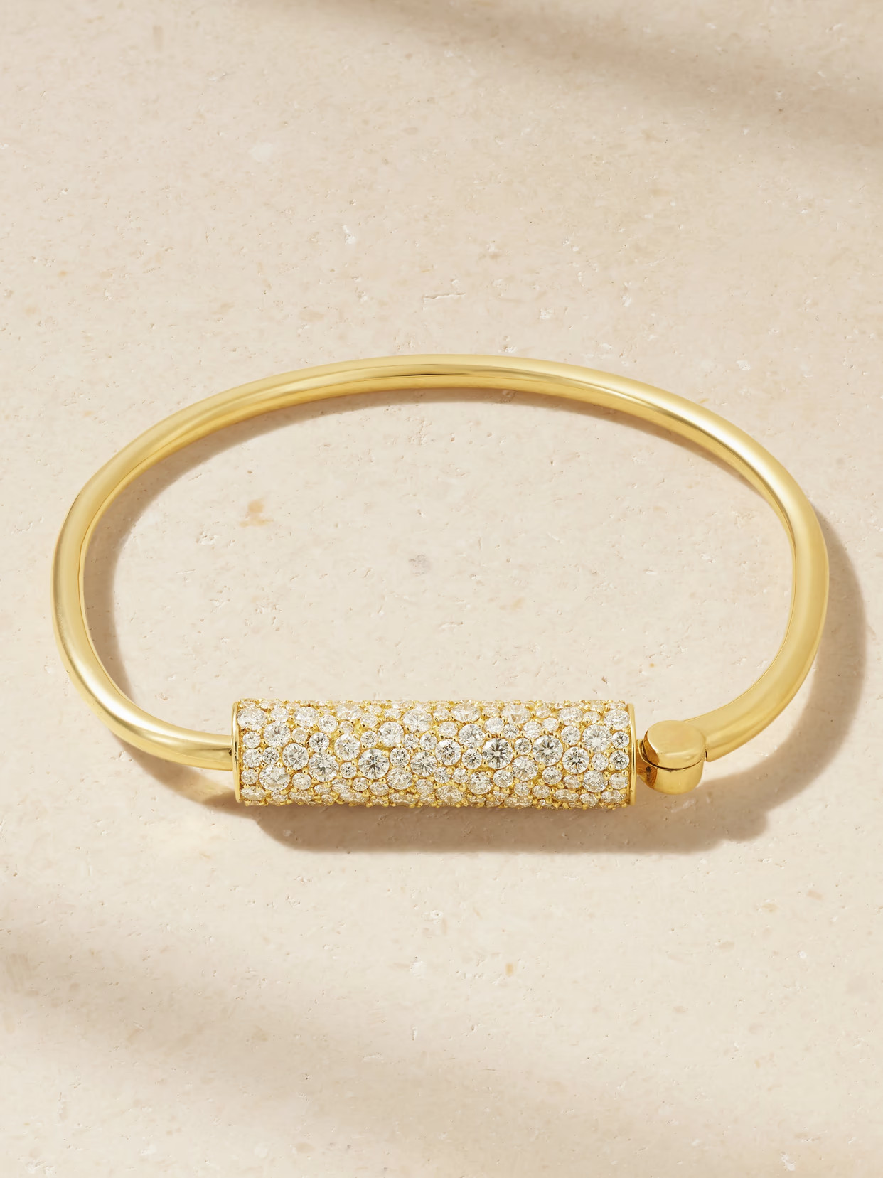 Marla Aaron - Stoned Trundle Lock 18-karat Gold Diamond Bracelet - One size | NET-A-PORTER (US)