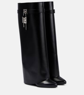 Shark Lock wide-fit leather knee-high boots | Mytheresa (US/CA)