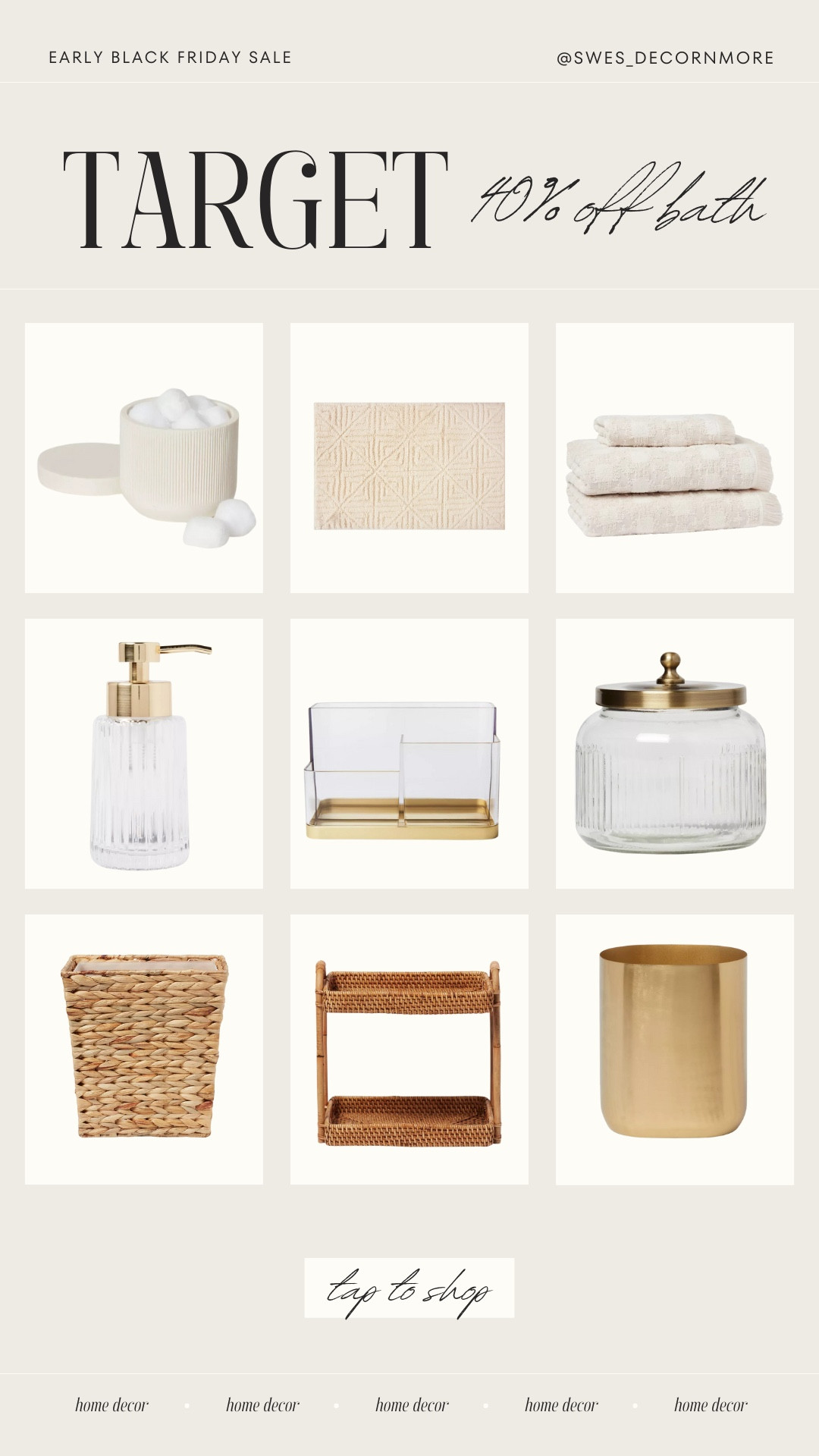 Transform your bathroom into a cozy oasis with Target’s Early Black Friday deal—40% off bath essentials! From plush towels to chic shower curtains, now’s the time to refresh your space for less.

#LTKSaleAlert #LTKCyberWeek #LTKHome