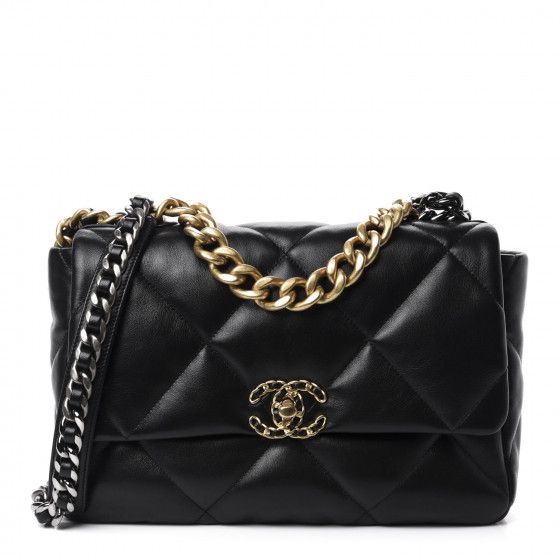 CHANEL Lambskin Quilted Large Chanel 19 Flap Black | Fashionphile