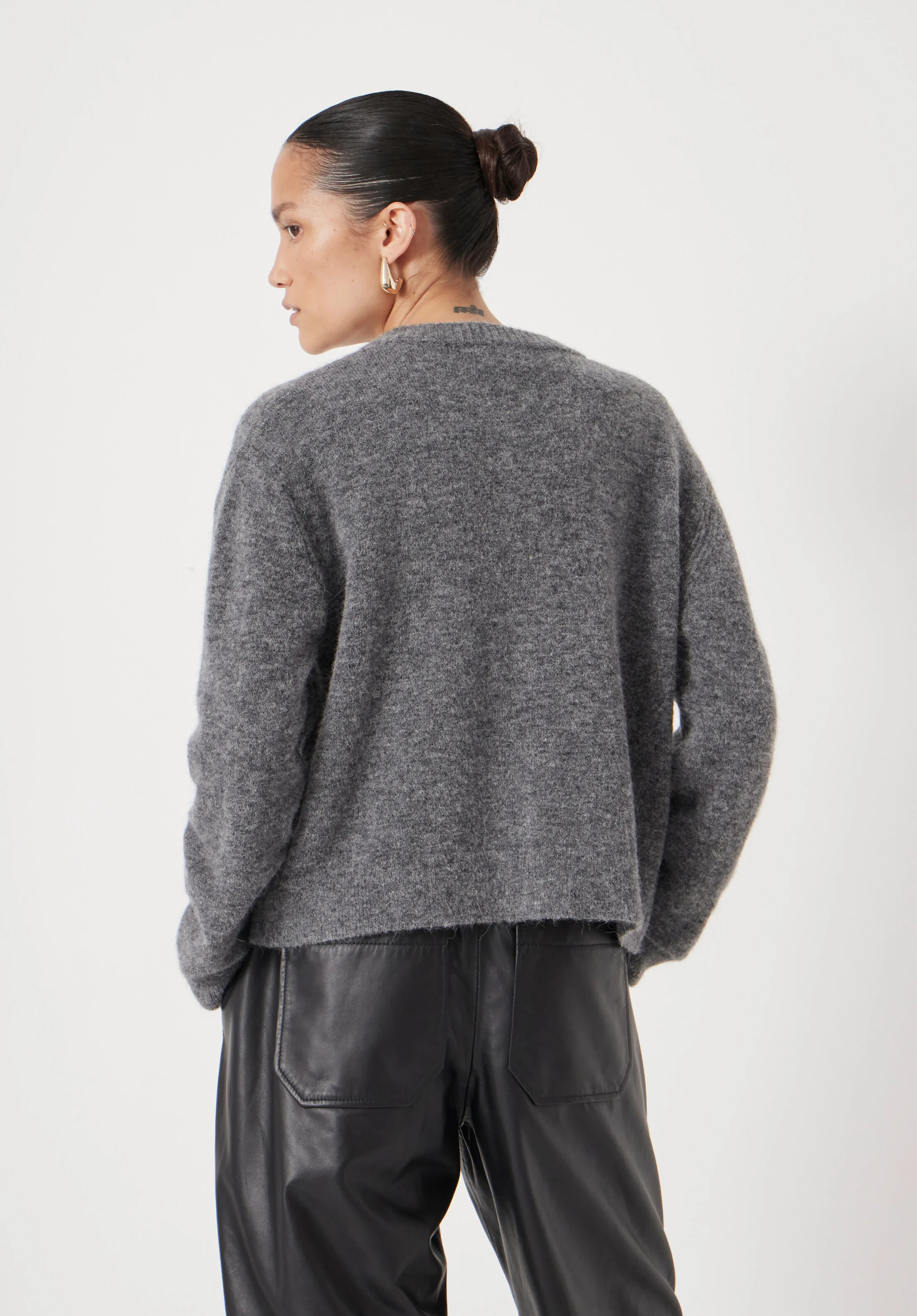 Juni Crew Neck Wool Blend Cardigan | Hush UK
