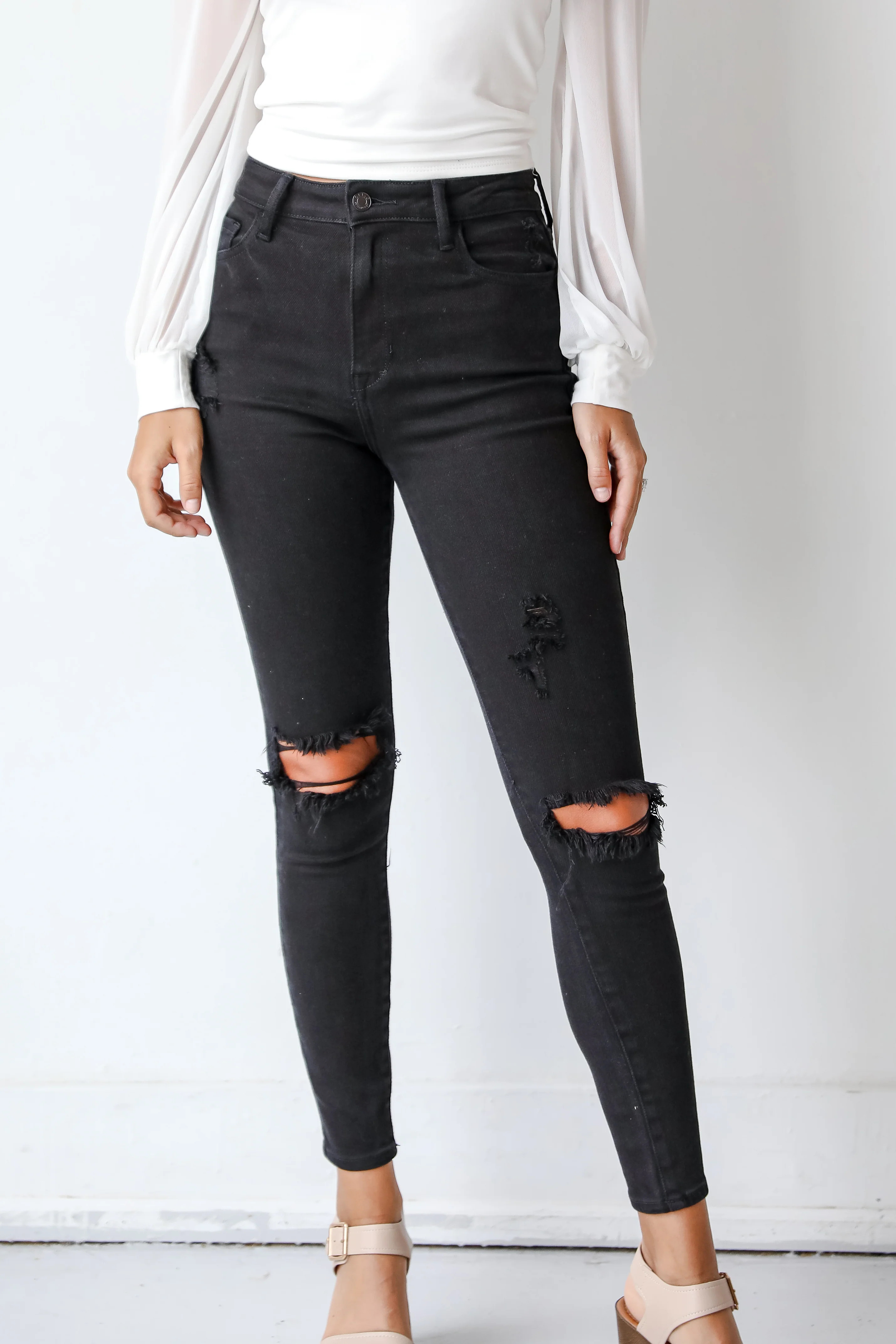Reagan Black Distressed Skinny Jeans | Dress Up