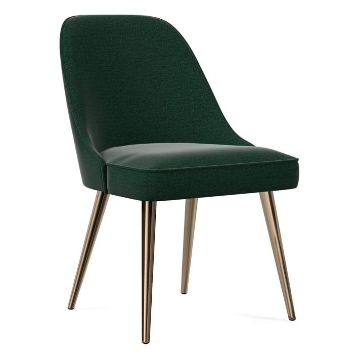 Mid-Century Upholstered Dining Chair - Metal Legs | West Elm (US)