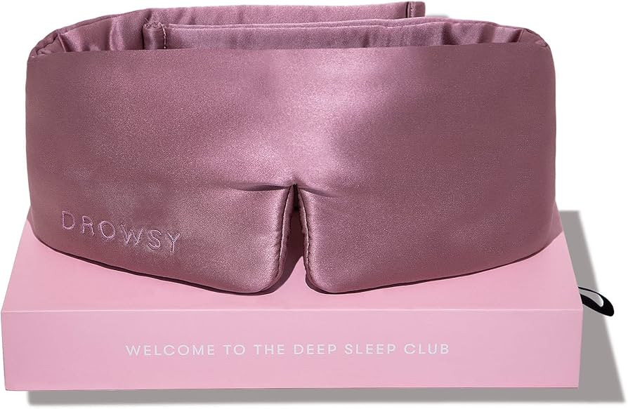 DROWSY Silk Sleep Mask. Face-Hugging, Padded Silk Cocoon for Luxury Sleep in Total Darkness (Dama... | Amazon (UK)